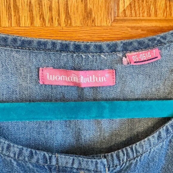 Woman Within Plus Size Blue Denim Knee Length Dress Short Sleeve 3X - Picture 5 of 6